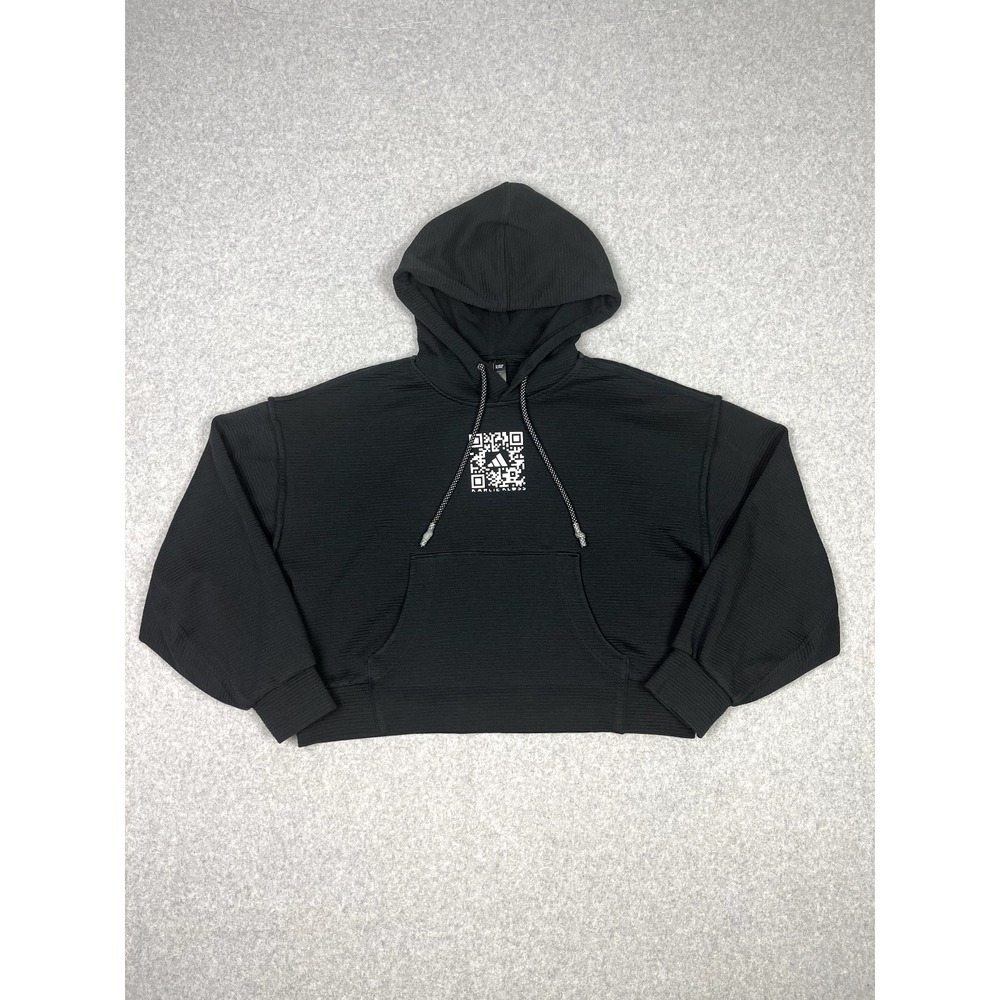 Adidas Hoodie Womens S Black Karlie Kross Sweatshirt Loose Fit Kangaroo Pocket